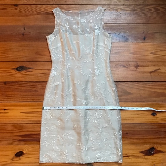 Ann Taylor Beige Cream Lace Silk Shift Dress, EUC, 2 - Picture 7 of 12